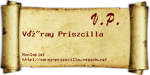 Váray Priszcilla névjegykártya